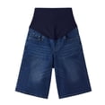 thumbnail image 5 of SROBPTY Maternity Women Shorts Solid High Waist Belly Support with Pockets Rolled Hem Half Length Stretch Denim Pants, 5 of 5