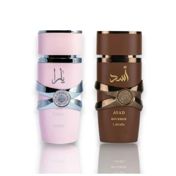 Set de perfume Lattafa Yara Pink y Asad Bourbon 2x100 ml