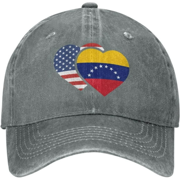 Men's Women's Adjustable Baseball Cap with American Venezuela Flag Friendship Pattern Outdoor Hat
