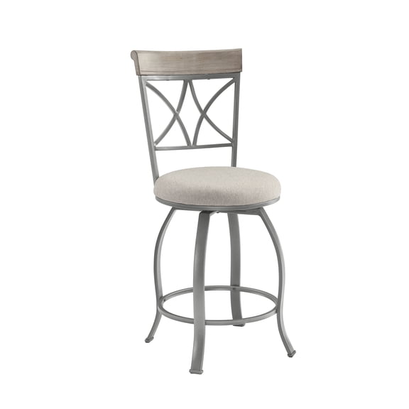 Powell Roselyn 24" Indoor Round Metal Swivel Counter Stool, Pewter