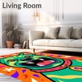 thumbnail image 2 of ODIKA 5'x7' Machine Washable Non-Slip Area Rug, Modern Canine Abstract Art with Interlocking Doodle High Traffic Rug with Pad, Orange, 619803, 2 of 8