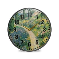 Yayeee Wall Clock Battery Operated 9.5" Silent Non-Ticking for Living Room, Art Garden Scene