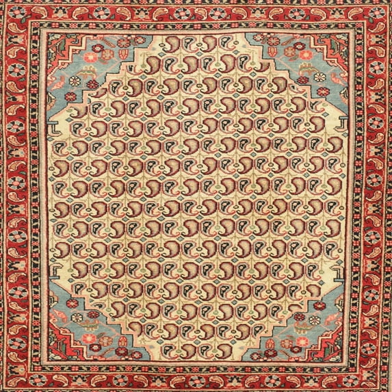 Ahgly Company Indoor Square Traditional Mahogany Brown Persian Area Rugs, 5' Square