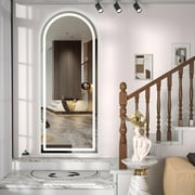 Hasipu 71 X 32 LED Arch Full Length Mirror, Black Frame Mirror with Lights Wall Mounted Free Standing Leaning for Bedroom, Living Room, Dressing Area