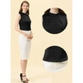 thumbnail image 2 of Top de Satén Allegra K sin mangas de verano con volantes En el cuello y parte delantera plisada para Mujer Negro S, 2 of 4