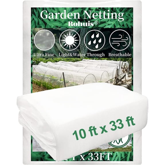 Garden Netting for Raised Beds, 10 ft x 33 ft Ultra Fine Mesh Mosquito Net Pest Barrier Bird Bug Insect Netting for Garden Greenhouse, Plant Row Cover for Protect Vegetables Fruits Flowers Trees