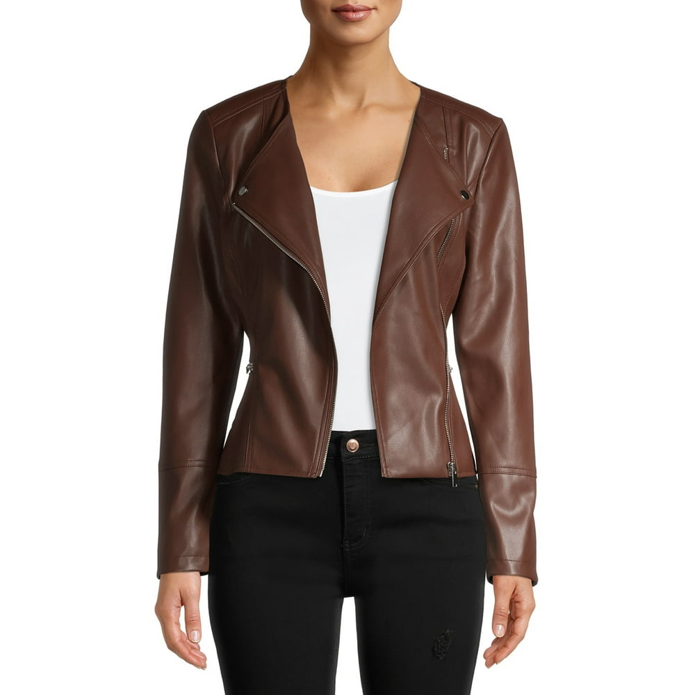 Mark Alan - Mark Alan Women’s Faux Leather Peplum Jacket - Walmart.com ...