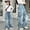 Blue, variant on Jean for Girls Cargo Jeans Girls Straight Leg Wide Leg Denim Jeans High Waist Baggy Jeans with Pockets Jeans Girls 11-12 Years