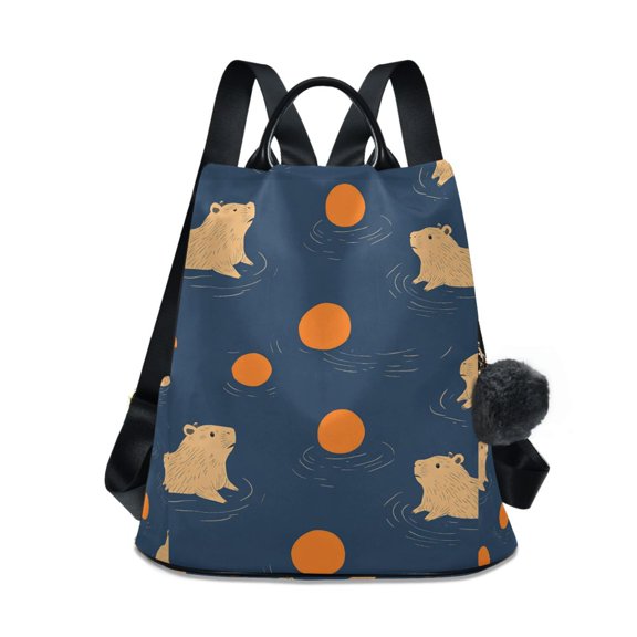FORMRS Women's Travel Backpack Purse Anti-Theft Hidden Pockets Casual Shoulder Bag, Blue Capybaras