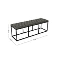 thumbnail image 4 of HomePop Draper Modern Faux Leather Large Ottoman with Button Tufting in Gray, 4 of 12