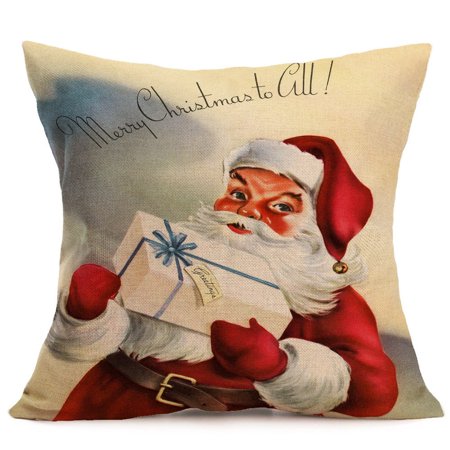 Merry Christmas Pillow Hot Sale Merry Christmas Home Shops Sofa Bed Car Seat Linen Square Pillow Case Santa Claus Decorative Cushion Cover Xmas Home Festival Decoration ()