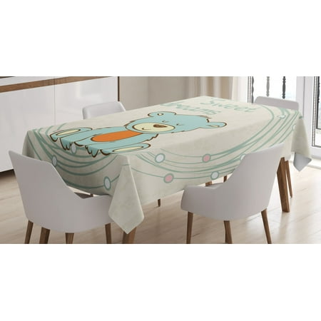 

Sweet Dreams Tablecloth Teddy Bear Hand Drawn Cartoon Illustration Circles Background Rectangular Table Cover for Dining Room Kitchen 52 X 70 Inches Pale Blue Orange Eggshell by Ambesonne