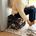 thumbnail image 5 of SCRAWLGOD Butterfly Daisy Rose Moon Print Black Ottoman Slipcovers Stretch Square Footrest Stool Covers Anti-Slip Ottoman Cover for Foot Stool Furniture Protector with Elastic Bottom, 5 of 7