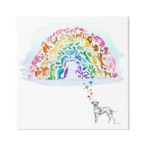 Stupell Industries Bright Rainbow Animals Dalmatian Dream Arch Shape Graphic Art Gallery Wrapped Canvas Print Wall Art, Design by Dishique