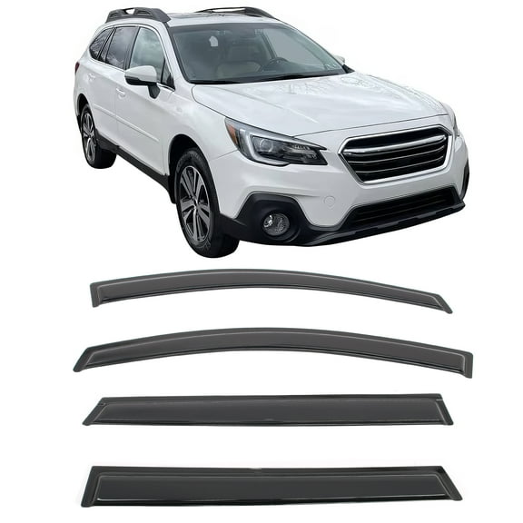 Ikon Motorsports Tape-On Window Visors Compatible With 2015-2019 Subaru Outback, Sun Rain Guard Acrylic Smoke/Tinted Vent Shade Deflectors 4PCS