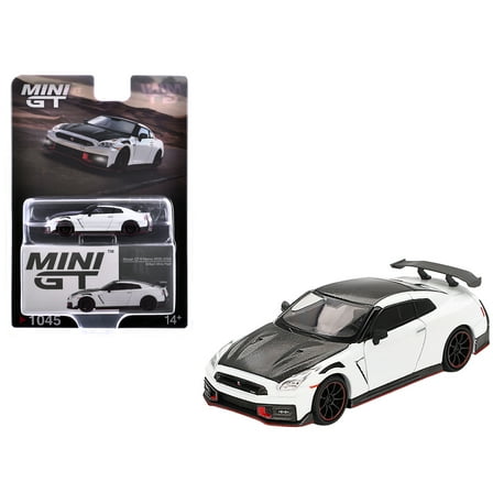 2024 Nissan GT-R Nismo (R35) Brilliant White Pearl with Carbon Hood and Top Limited Edition 1/64 Diecast Model Car by Mini GT