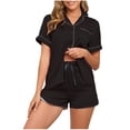 thumbnail image 2 of Naittoop Women's Silk Satin Pajama Set Soft Short Sleeve Sleepwear Button Down Lounge 2 Piece Nightwear Pjs, 2 of 5