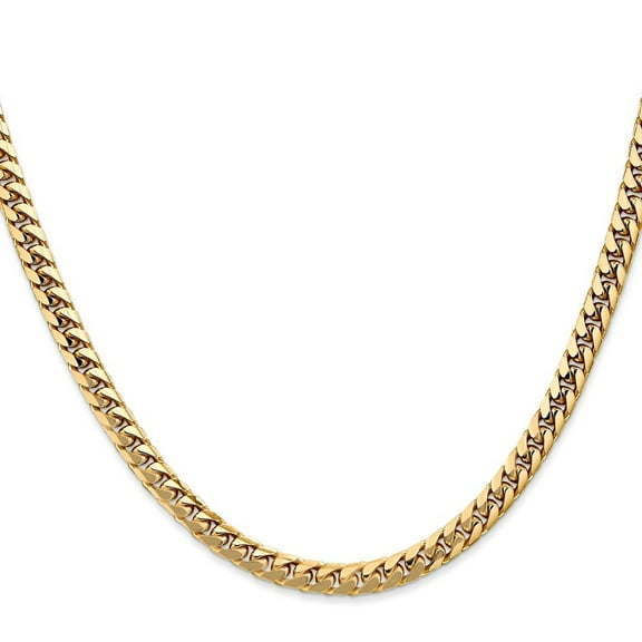 Auriga Fine Jewelry 14K Yellow Gold 4.3 mm Solid Miami Cuban Chain Necklace for Women 18K"
