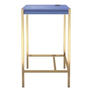 Belzie Metal Writing Desk with USB Ports, Blue
