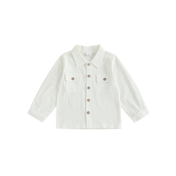 BemeyourBBs Toddler Baby Boys Button Down Up Shirt Kids Dress Shirts Cotton Solid Spring Fall Winter Clothes Casual Long Sleeve Shirt With Chest Pockets