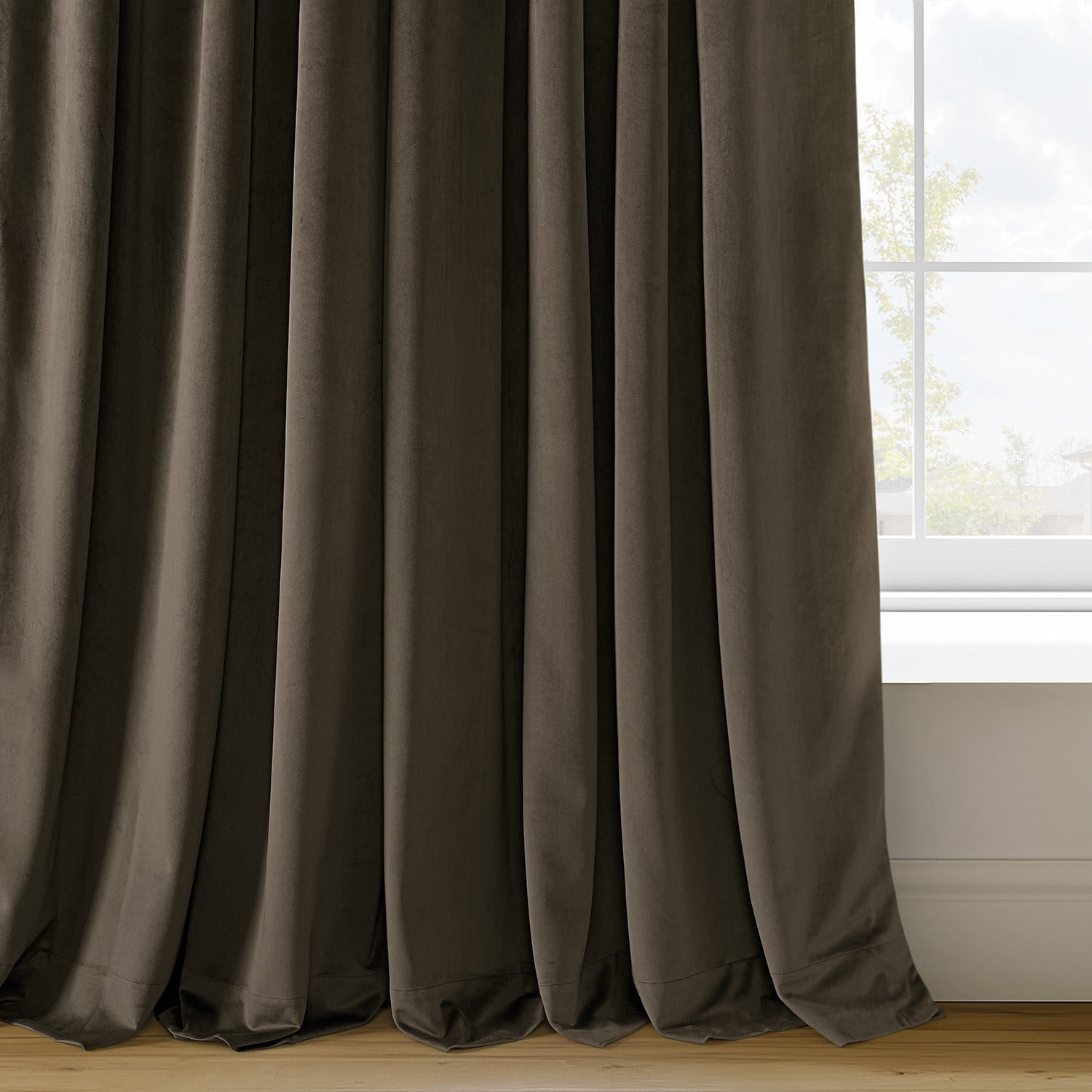 Half Price Drapes Signature Java Velvet Blackout Curtains For Bedrooms (1 Panel), 50WX 96L