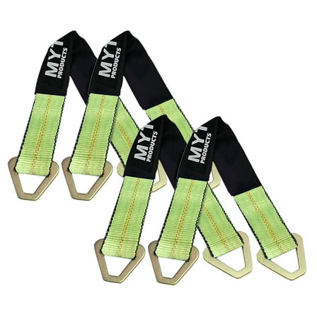 4 Pack 2" x 36" Heavy Duty Green Tie Down Axle Straps with Magnetic D-Ring and 12" Protective Sleeve, 10,000LBS Capacity - for Car Trailer Hauler Tow Truck Wrecker Wheel Tie Down Strap