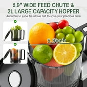 Heynemo Cold Press Juicer Machine, 5.9 Wide Feed Chute, Masticating, Dual-Layer Strainer - Black