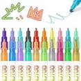 thumbnail image 2 of Dusknt Clearance Sale! Glitter Gel Double Line Outline Pen Glitter Marker Color Art Pen 24 Color Set, 1 Box of Glitter Gel Double Line Outline Pen Glitter Marker Color Art Pen, 2 of 9