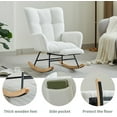 thumbnail image 5 of Holaki Modern Nursery Rocking Chair, Upholstered Glider Chair with High Backrest, Rocker Accent Armchair with Solid Wood Legs for Nursery Bedroom Living Room WHITE, 5 of 7