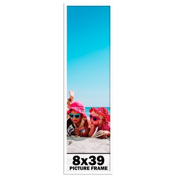 8x39 Frame White Solid Wood Picture Frame Includes UV Acrylic Shatter Guard Front, Acid Free Foam