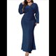 thumbnail image 1 of Vestido de Noche para Mujer, con Purpurina, Larga, Escote en V, Ajustado, Formal, con Lentejuelas, Talla Grande Azul XL, 1 of 7