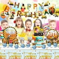thumbnail image 2 of Construction Birthday Party Supplies,145Pcs Construction Birthday Decorations for Boys, Party Tableware Set-Tablecloths,Paper Plates,Napkins,Forks,Knives,Straws, 24 Guests, 2 of 7