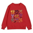 thumbnail image 4 of larppty Girls Halloween Fashion Print Pullover Sweatshirt Kids Casual Warm Long Sleeve Top Toddler Cozy Fall Winter Outfit Playdate Holiday Party Apparel (Red,5-6 Years), 4 of 4
