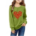 thumbnail image 2 of Milgrthf Chandail de la Saint-Valentin pour Femmes Décontracté à Imprimé Cœur Graphique à Manches Longues Coupe Ample Chandail Blouse Hauts Chandail à Col Rond Vert 4 Ans, 2 of 4