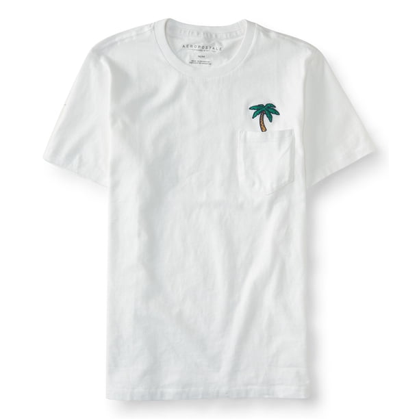 Camiseta básica Aeropostale con bolsillo para hombre blanca mediana