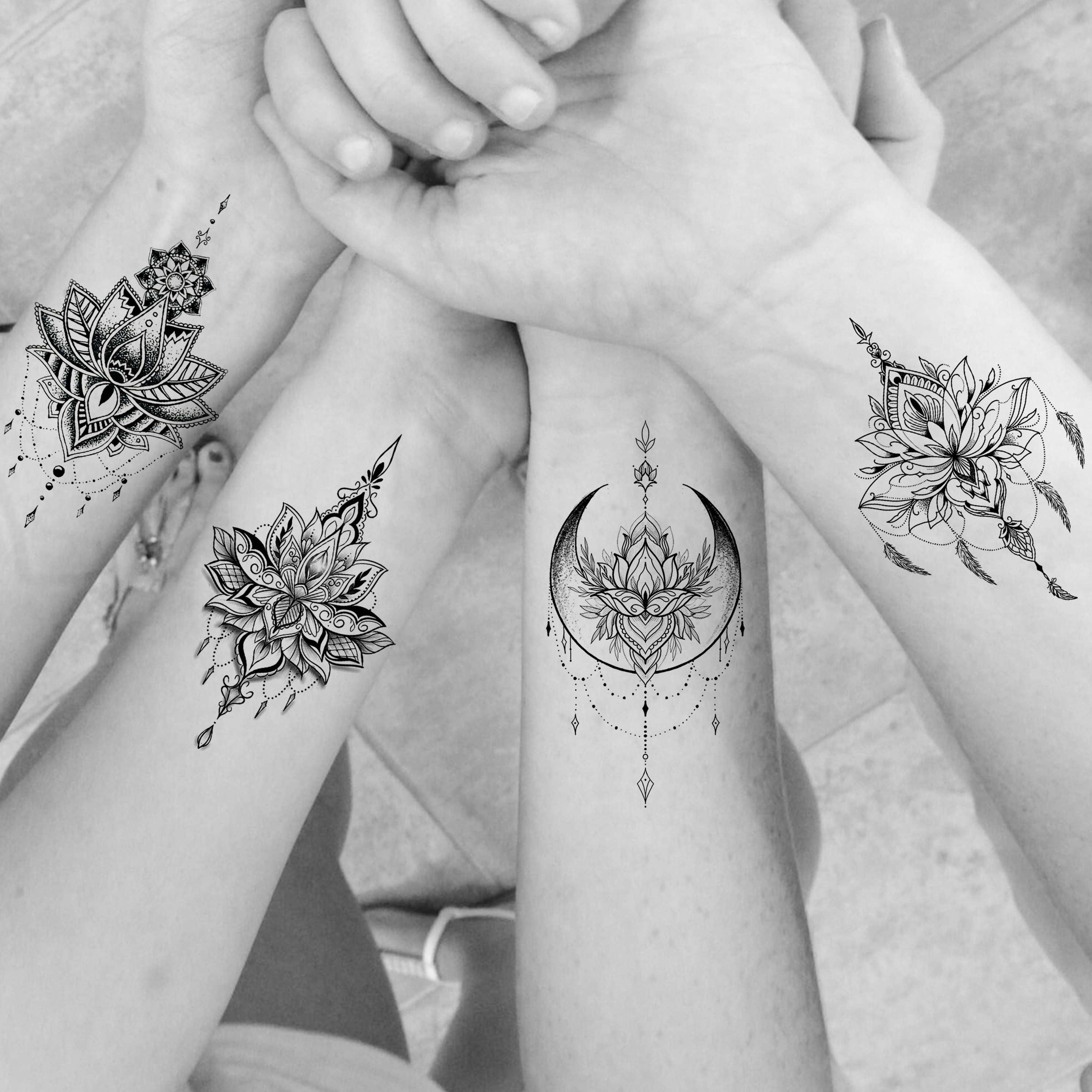 Small Sacred Lotus Temporary Tattoo - Set of 3 – Tatteco