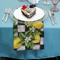 thumbnail image 4 of OBREWY Watercolor Stripes , Buffalo Plaid Lemon Wreath Cloth Napkin Reusable Gift 2 PCS, 4 of 7