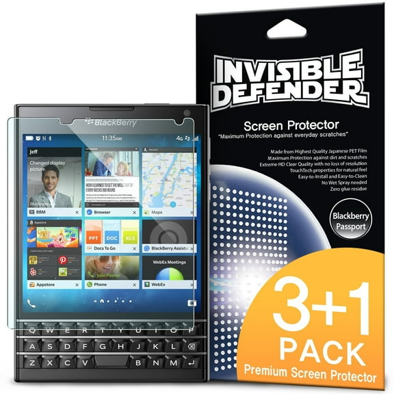 Blackberry Passport Screen Protector - Invisible Defender [3 1 Free/MAX HD CLEARNESS] Perfect Touch Precision High Definition (HD) Clear Film