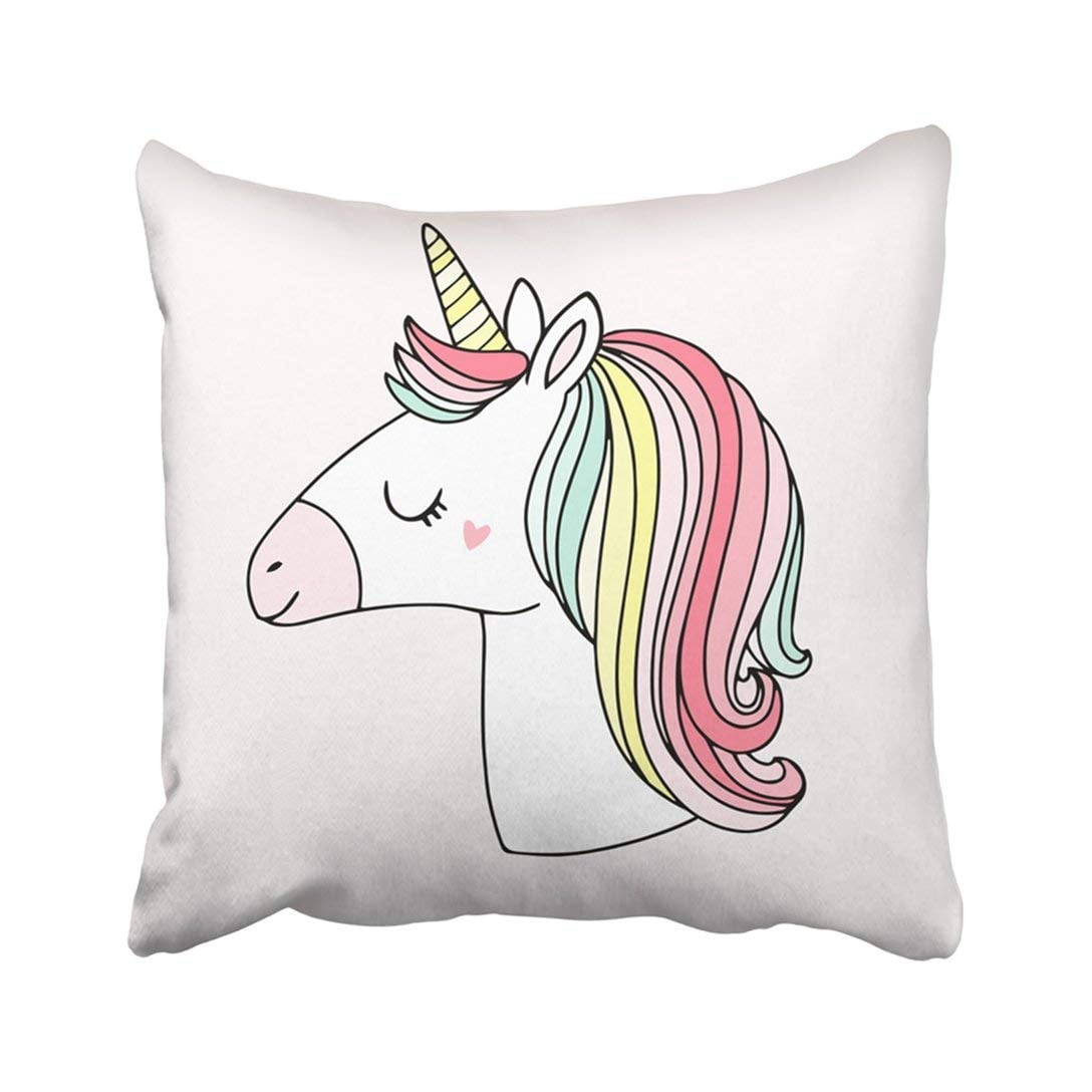 ARTJIA Pink Girly Cute Magical Unicorn in Rainbow Colors Sweet Kids