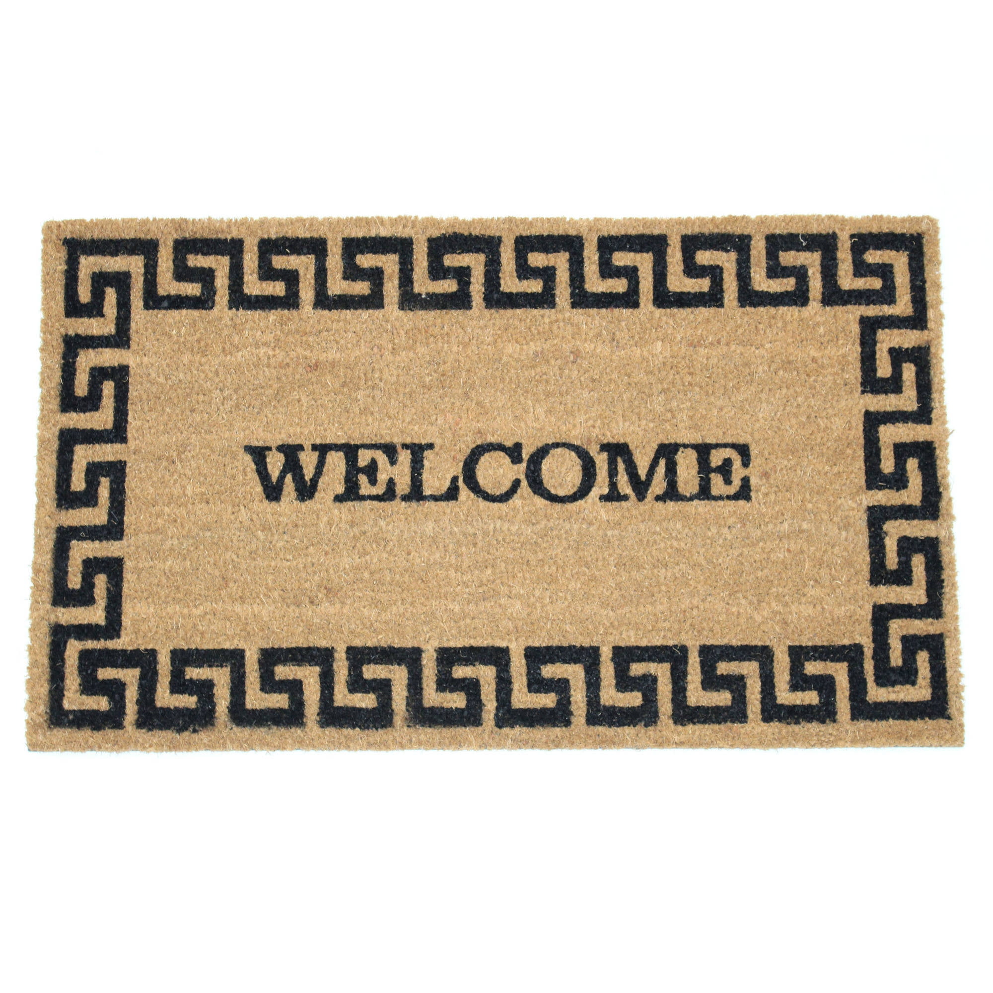 Greek Key Printed Coir Door Mat with Vinyl Back