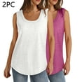 thumbnail image 2 of Mrat Compression Tank Tops for Women 2 Pack Womens Tank Tops Loose Sleeveless Tops Cami Scoop Neck Curved Hem Tops S-302 White XL, 2 of 9