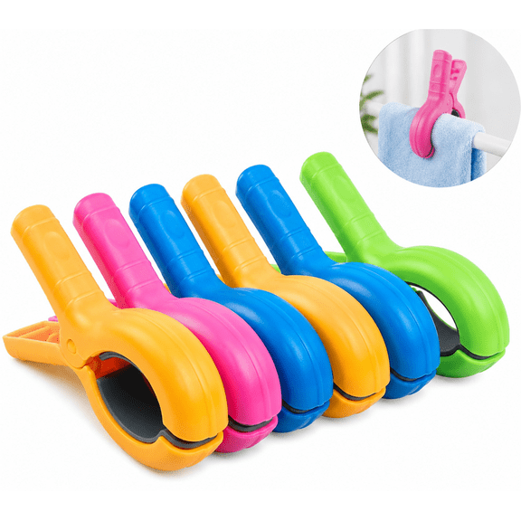 HAMANNI 8‑Pack Large PP Plastic Beach Towel Clips, Windproof Clothes Clips with Soft Anti‑Slip Pads, 4 Assorted Colors for Pool Chairs, Cruise, Home Laundry