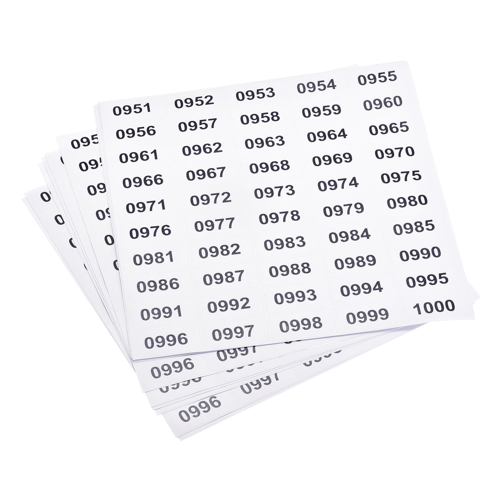 0951 to 1000 Consecutive Number Stickers Inventory Label Sheets for