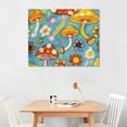 thumbnail image 2 of Orinice Mushrooms Flowers Whimsical Fine Art Aesthetic Poster & Print Wall Painting for Home Decor 20x16in, 2 of 6