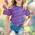 thumbnail image 2 of KKBOTIVE Striped Short Sleeve T Shirt for Boys, School Uniform Casual Round Neck Shirt Kids Back to School Tops Z01 Pink 9-10Y, 2 of 5