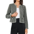thumbnail image 1 of Inspiré INSPIRE CHIC Blazer Court de Bureau à Carreaux Tweed Ouvert pour Femmes m Noir, 1 of 6