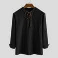 thumbnail image 3 of CENL Mens Casual Medieval Vintage V Neck T Shirt Long Sleeve Blouse Loose Tops Tee, 3 of 9