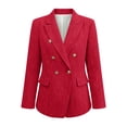 thumbnail image 6 of Hvot&aat Women's Tweed Blazers Business Casual Long Sleeve Double Breasted Open Front Jackets Solid Color Work Suits, 6 of 7