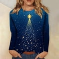 thumbnail image 2 of Fiaer Christmas Women Long Sleeve T Shirts Oversized Snowflake Snowman Crew Neck Xmas Tshirts Loose Fit Casual Fashion Holiday Tops Blue XXL, 2 of 5