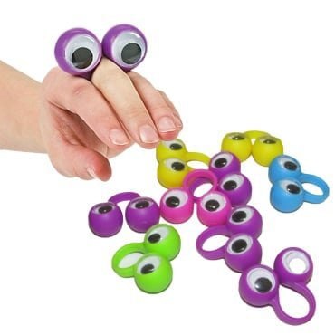 Large Size PORTOWN 30 Pieces Eye Finger Puppets Googly Eye Puppets Oobi Eye Ring Party Favor Toys for Kids 6 Colors 